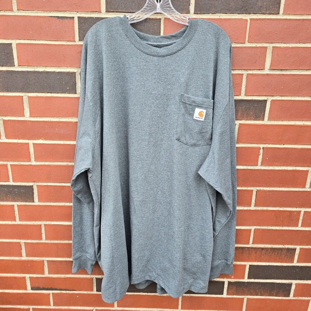 Carhartt K126 354 Gray Men's Long Sleeve T-Shirt, Size 3XL Loose Fit